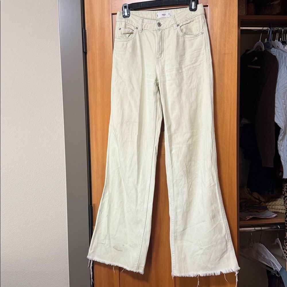 Mango Light green  Wide-Leg Jeans Size 1